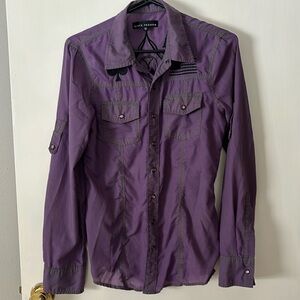 Affliction pearl snap blouse with roll up sleeves. See 1st picture for color